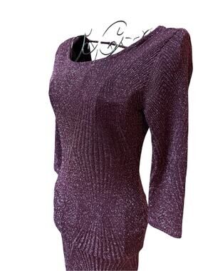 Trixxi Sparkle Knit Bodycon Dress - Plum size Medium